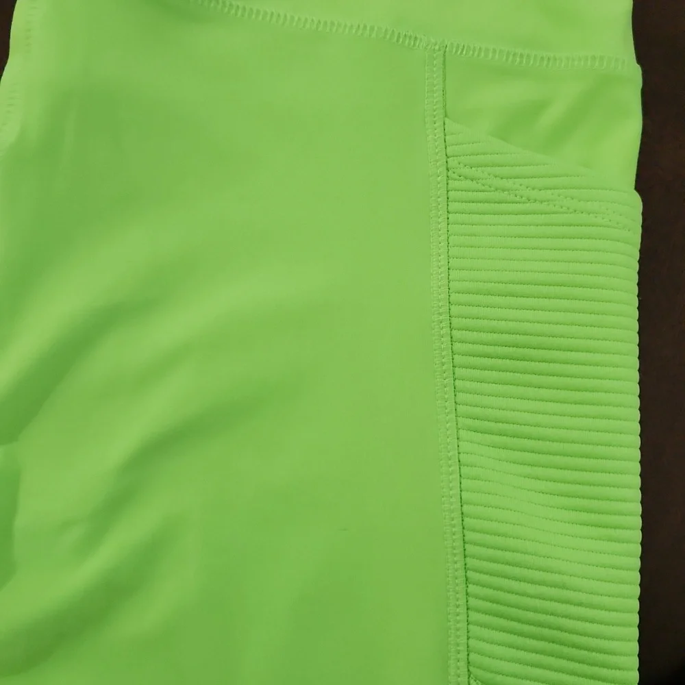 Neon Green Capri Workout Leggings - Picture 2 of 6